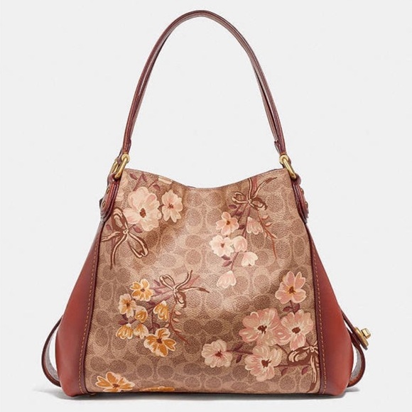 Coach ✨LIMITED EDITION ✨  EDIE floral Brown and Tan purse - Picture 5 of 12
